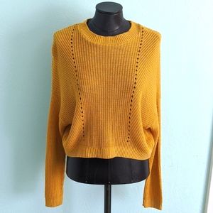 Cropped mustard yellow knit sweater